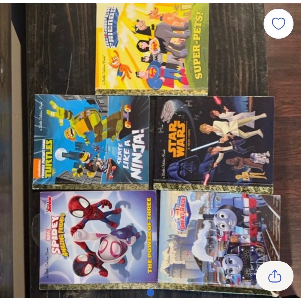 Little Golden Book Lot 5 Star Wars TMNT Spidey DC Super Friends Thomas & Friends